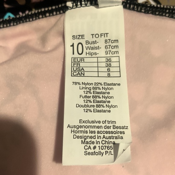 NWOT Seafolly Free Spirit Twist Band Hipster Bikini bottom black and pink - Picture 9 of 14